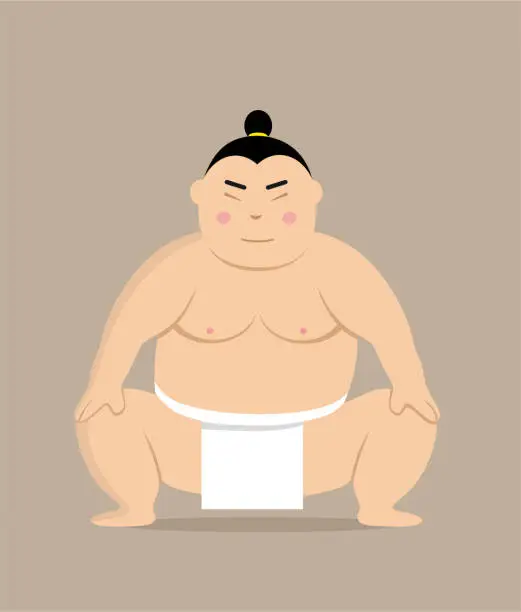 Vector illustration of Sumo wrestler cartoon style