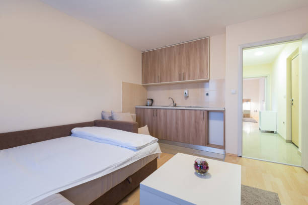 istock Interior of a hotel bedroom 1126234398