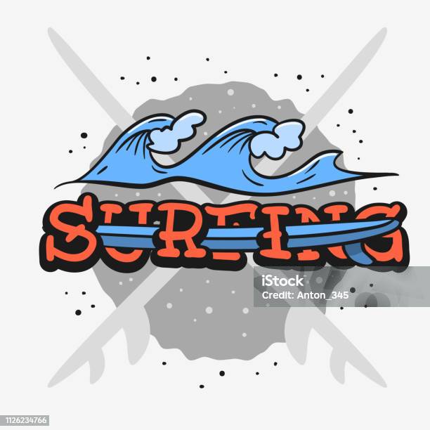 Surf Surfing Themed Vintage Traditional Tattoo Influenced Aesthetic Graphics For Tee Print T Shirt Vector Media Stock Illustration - Download Image Now