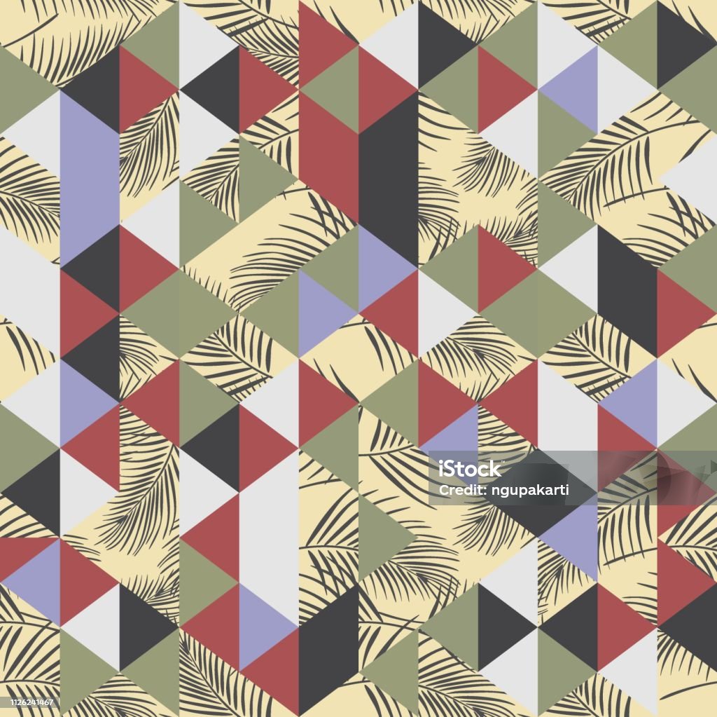 Exotic Pattern Triangular Seamless Pattern Of Exotic Beach With Palm And Triangle Stock ...