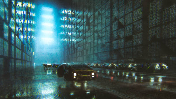 istock Futuristic city street at night 1126241492