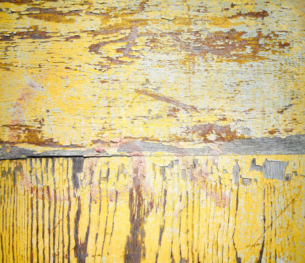 fondo de textura de pared vieja grunge amarillo - contrasts viewpoint wood wood panelling fotografías e imágenes de stock