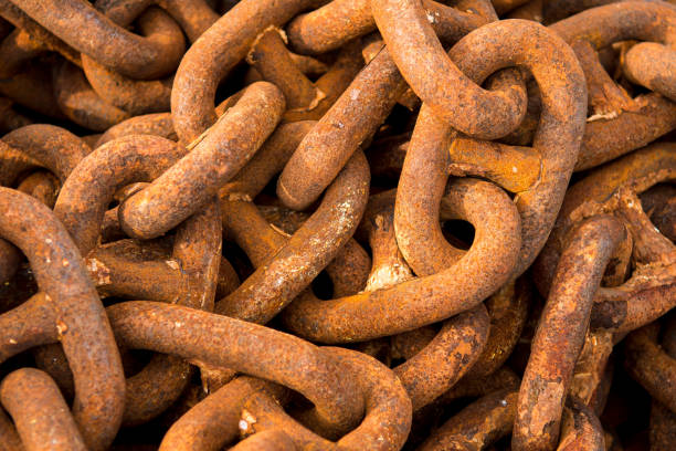 istock Detail Of Massive Rusty Chain In A Harbor 1126250160