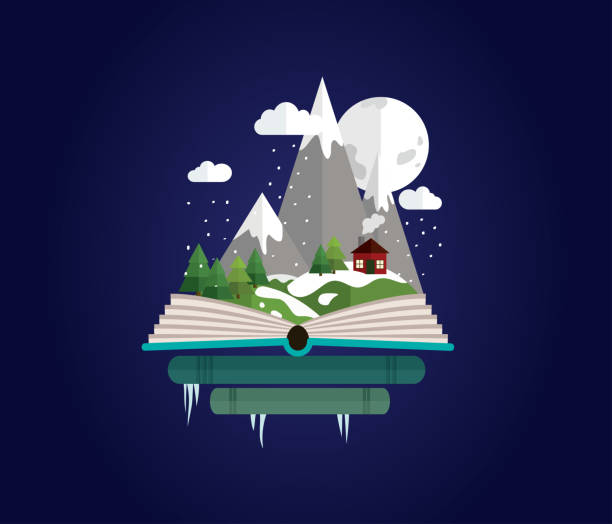 istock Winter mountains landscape in the night. Fairy tale story 1126252005