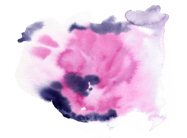 istock Watercolor hand-painted abstract spread purple pink colors stains illustration texture 1126254469