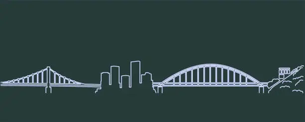 Vector illustration of Pittsburgh Single Line Skyline