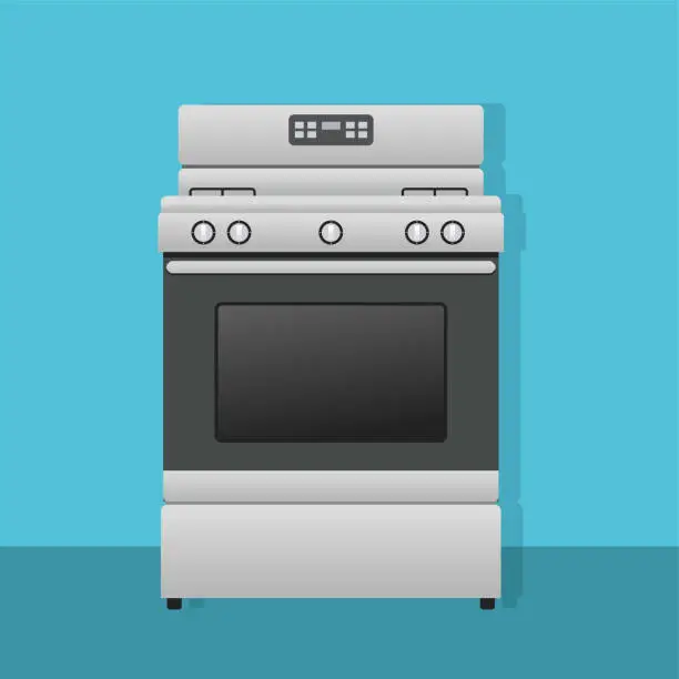 Vector illustration of Stainless Steel Stove In A Kitchen