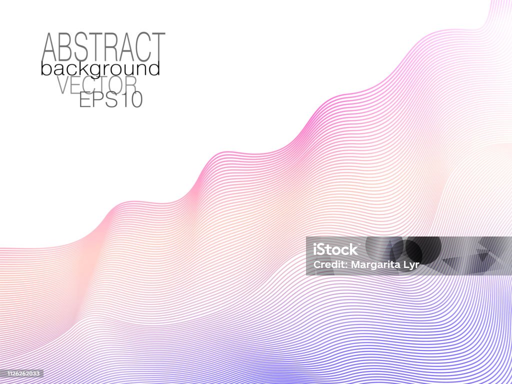 Violet, orange, magenta ripple diagonal waves. Soft creative gradient. Abstract colored undulating lines. Art line pattern. White background. Vector tech template. Elegant layout for modern design. EPS10 illustration Striped stock vector