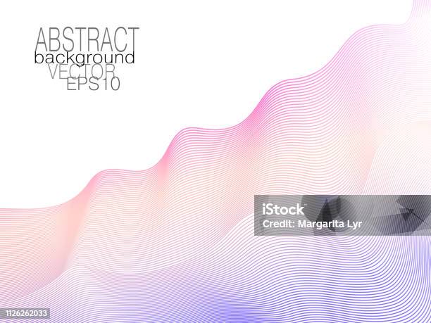 Violet Orange Magenta Ripple Diagonal Waves Soft Creative Gradient Abstract Colored Undulating Lines Art Line Pattern White Background Vector Tech Template Elegant Layout For Modern Design Eps10 Illustration Stock Illustration - Download Image Now