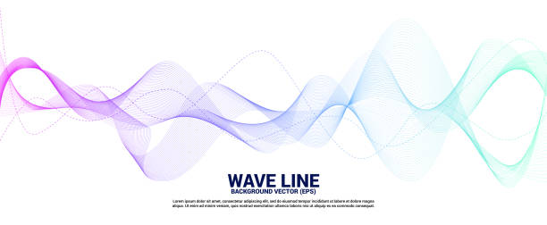 흰색 바탕에 파란색과 녹색 사운드 웨이브 라인 곡선입니다. - natural pattern audio stock illustrations