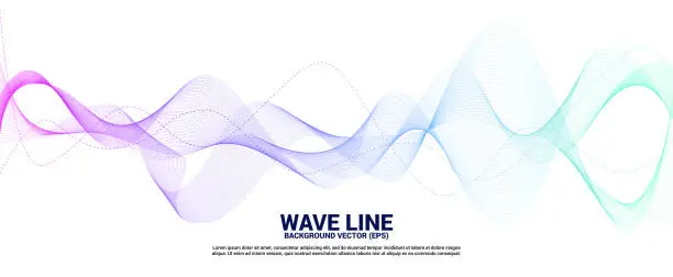 Vector illustration of Blue and green Sound wave line curve on white background.