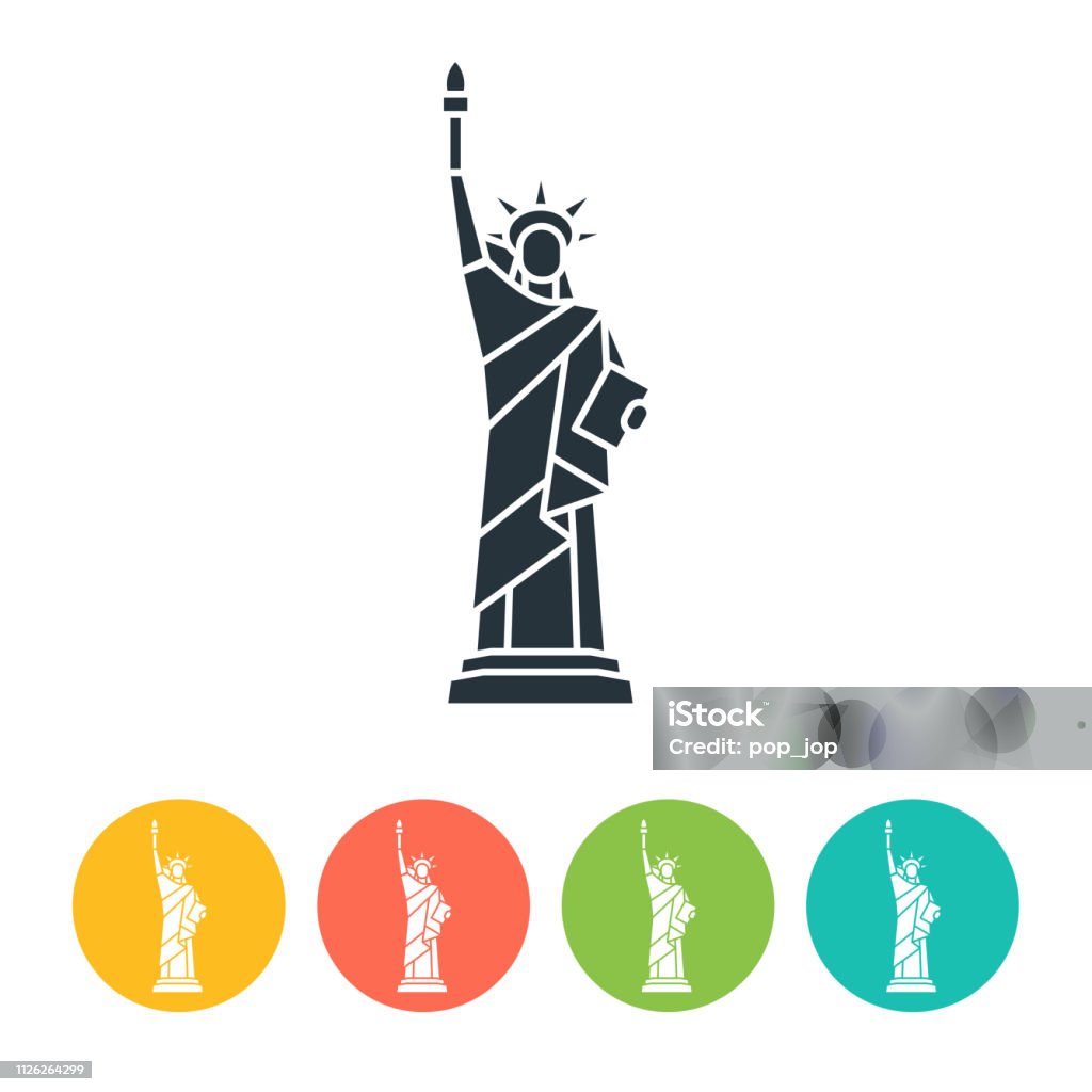 Liberty Statue flat icon - color illustration Freedom stock vector