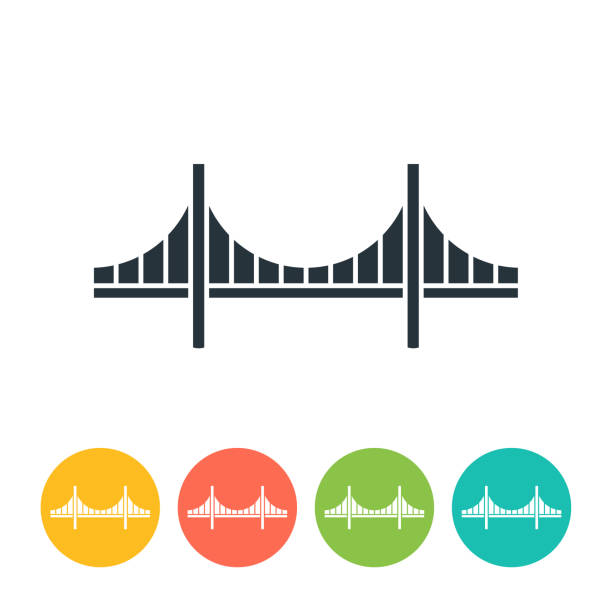 ilustrações, clipart, desenhos animados e ícones de ícone de plana ponte golden gate - ilustração de cor - golden gate bridge bridge san francisco county vector