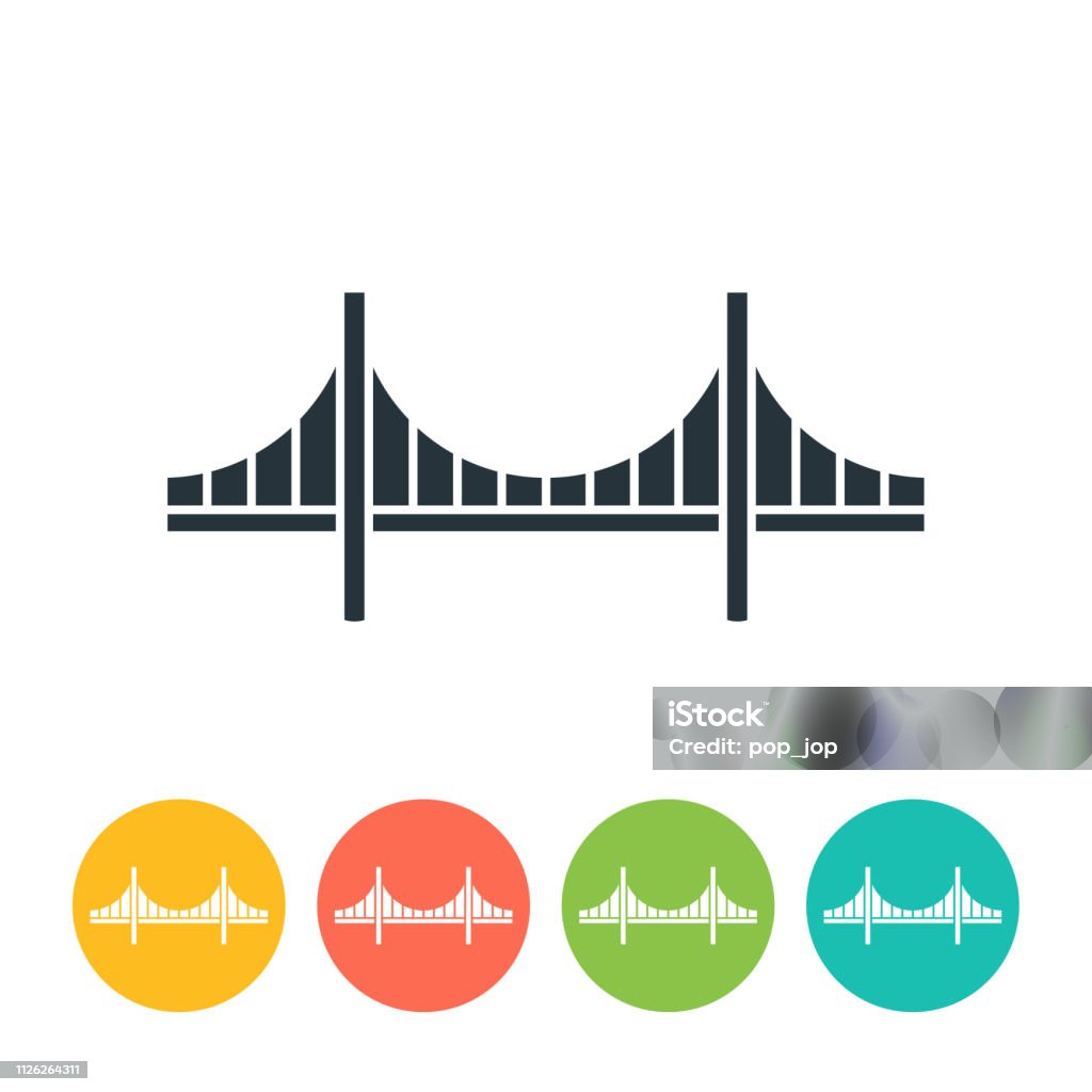 Golden Gate Bridge flat icon - color illustration Bridge - Built Structure stock vector