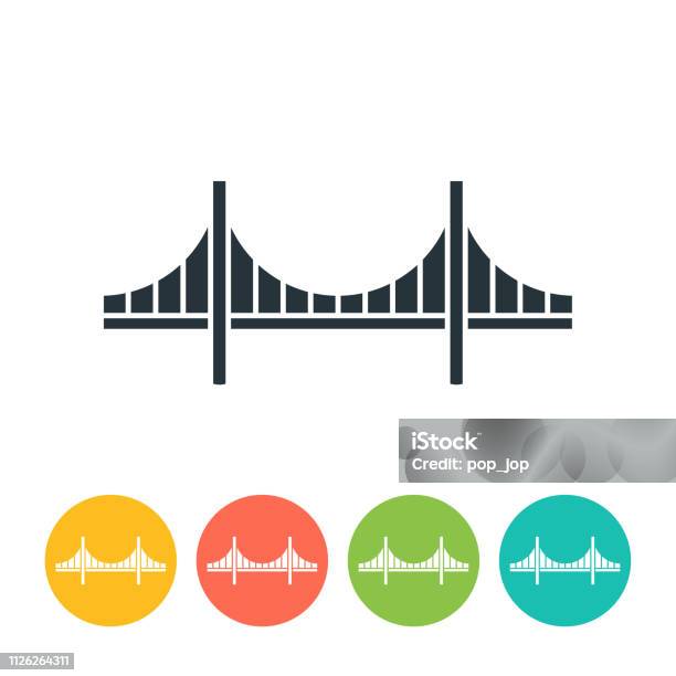 Golden Gate Bridge Flat Icon Color Illustration Stock Illustration - Download Image Now - Bridge - Built Structure, Golden Gate Bridge, Icon Symbol