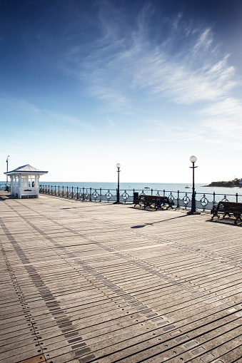 swanage pier showing lot of plaques with engraved with a messages