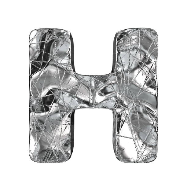 istock Grunge aluminium foil font letter H 3D 1126272234