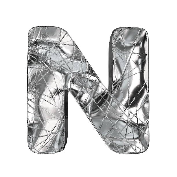 istock Grunge aluminium foil font letter N 3D 1126272324