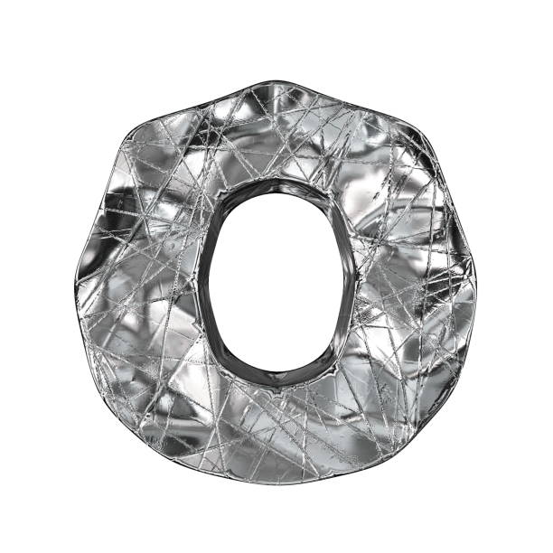 istock Grunge aluminium foil font letter O 3D 1126272355