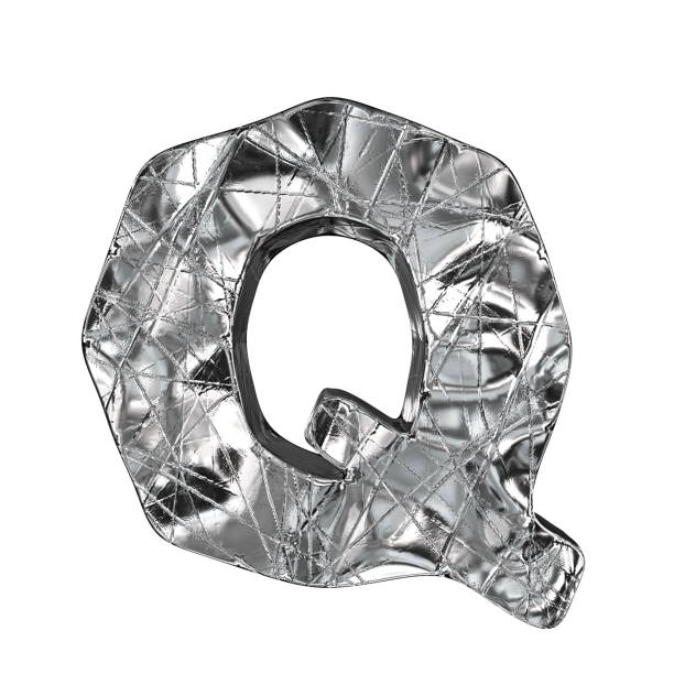 Grunge aluminium foil font letter Q 3D