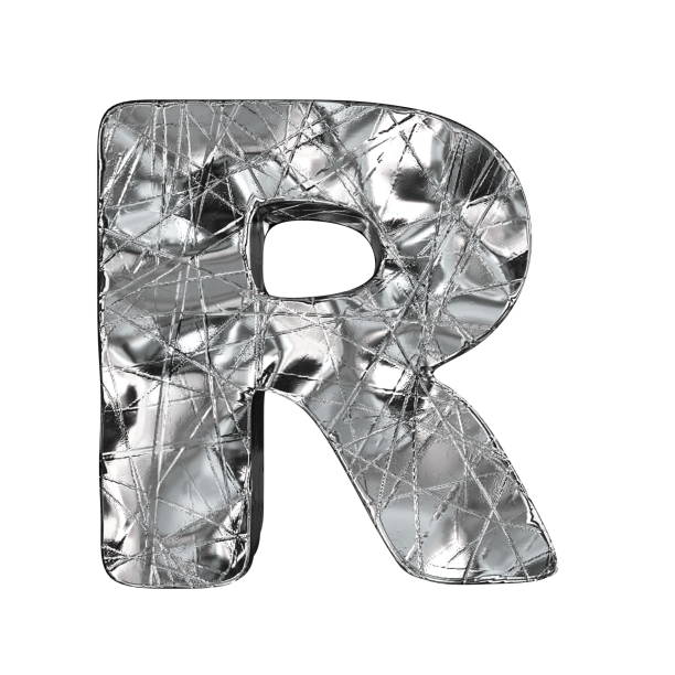 istock Grunge aluminium foil font letter R 3D 1126272392