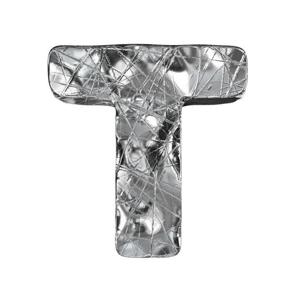 istock Grunge aluminium foil font letter T 3D 1126272438