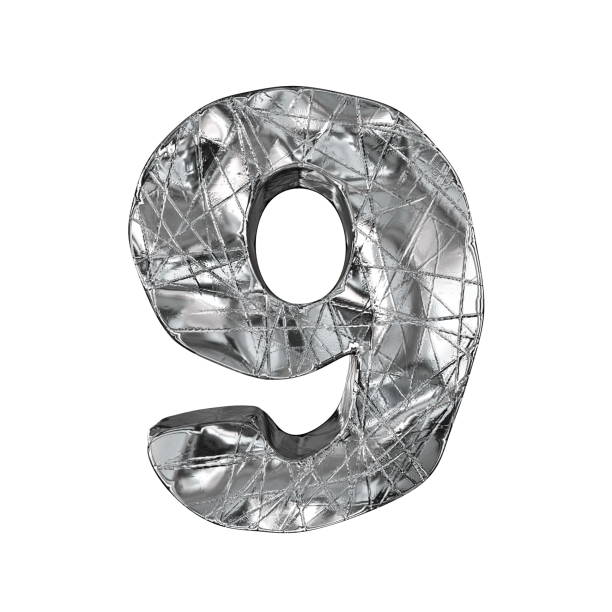 istock Grunge aluminium foil font number 9 NINE 3D 1126274050