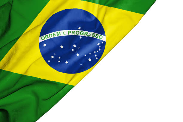 istock Brazil flag of fabric with copyspace for your text on white background 1126305347