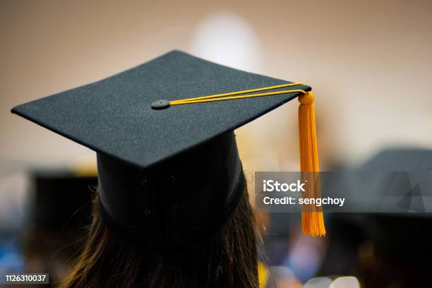 Laureati In Cerimonia Di Laurea - Fotografie stock e altre immagini di Celebrazione della laurea - Celebrazione della laurea, Università, Sagoma - Controluce