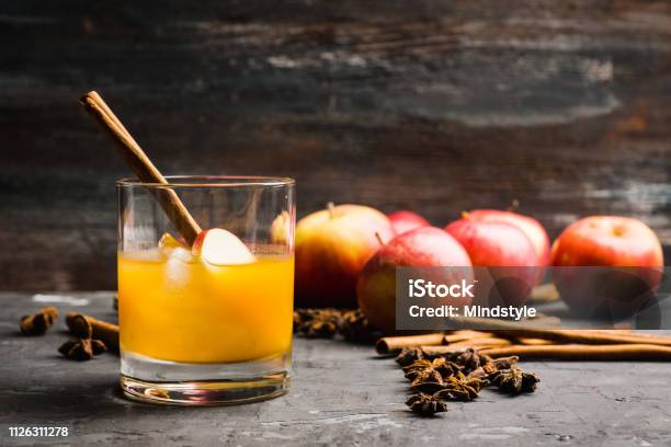 Old Fashioned Apple Beverage On The Rustic Background Stock Photo - Download Image Now