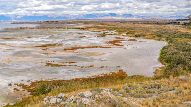 istock The Great Salt Lake landscape on a cloudy day 1126332319