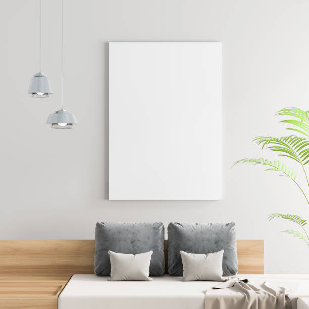 istock Mock up poster frame in Scandinavian style hipster interior. White modern interior. 3D illustration. 1126347216