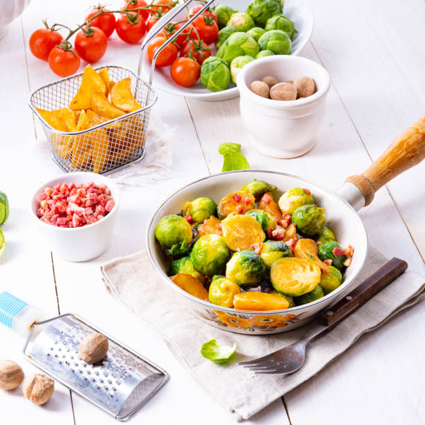 istock Roasted Brussels sprouts with honey and sesame from the oven 1126349478