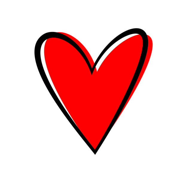 손으로 그린 심장 절연입니다. 사랑 개념에 대 한 디자인 요소입니다. 스케치 레드 심장 모양의 낙서 - gear heart shape love equipment stock illustrations