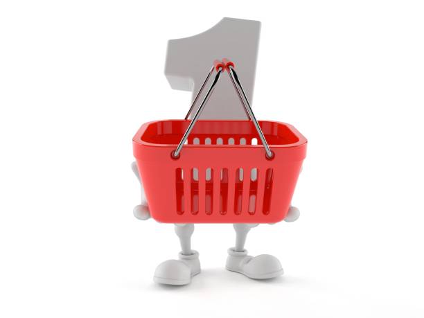 istock Number one character holding empty shopping basket 1126355925
