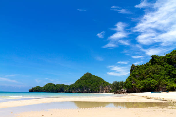 istock Beach idyllic with blue sky at Tungsang bay 1126356314