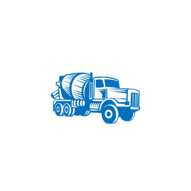 ilustraciones, imágenes clip art, dibujos animados e iconos de stock de vector de carro mezcla concreto. diseño plano. transporte industrial. máquina de la construcción. para la construcción el tema que ilustra. - hormigón