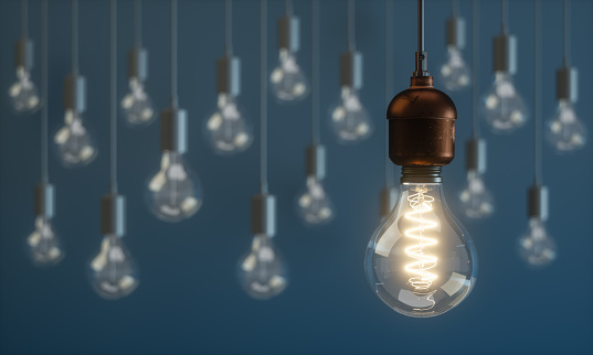 Light Bulb Standing Out From the Crowd Concepts