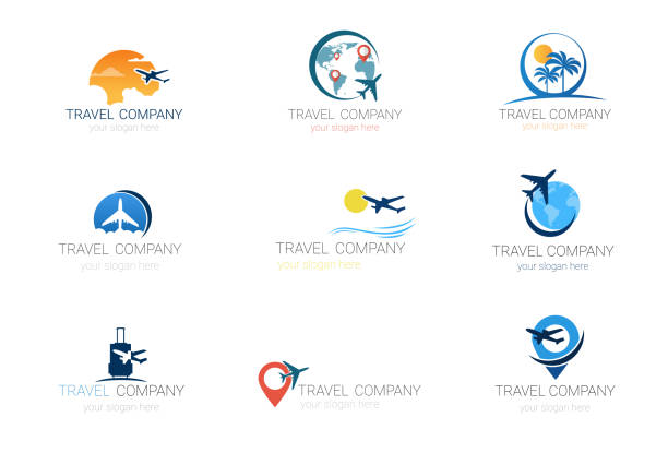 Travel Company Logos Set Template Tourism Agency Collection Of Banner Design Travel Company Logos Set Template Tourism Agency Collection Of Banner Design Vector Illustration agency logo stock illustrations