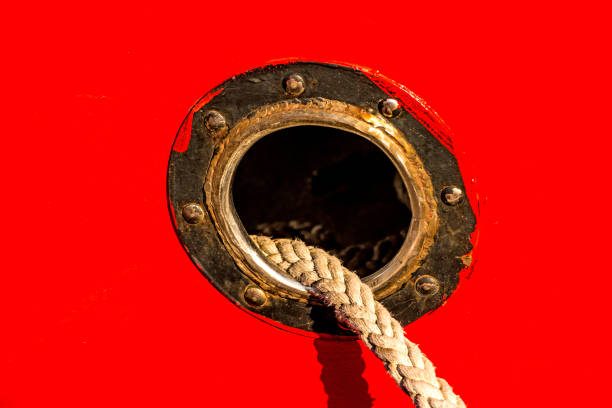 bulwark with mooring lines of a trawler