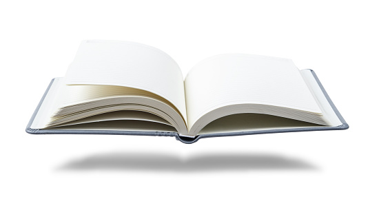 Opened book isolated on white background, Save clipping path.