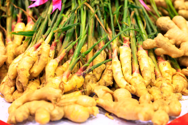 ginger is on the market，close-up