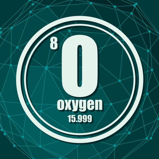 ilustrações de stock, clip art, desenhos animados e ícones de oxygen chemical element. - oxygen periodic table mass sign