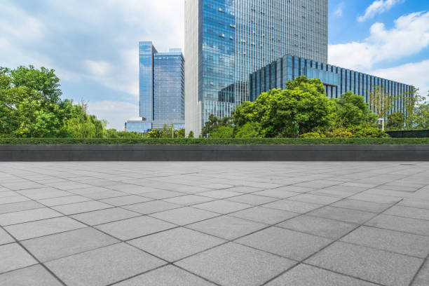 istock modern glass building exterior with empty pavement 1126375451