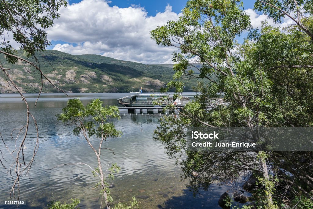Lake of Sanabria in Zamora (Spain) Panoramic view of the largest lake of glacial origin in Spain Ecosystem Stock Photo