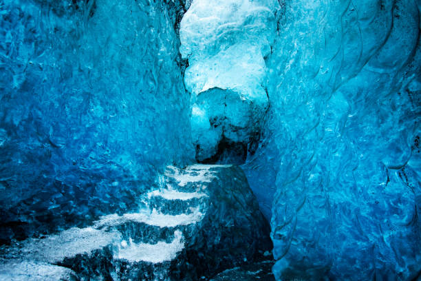 Blue Ice cave interior in Iceland on Vatnajokull Glacier