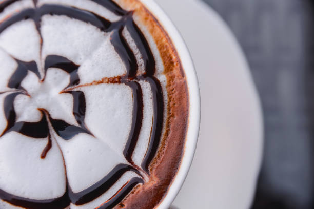 istock Relax time with hot cappuccino coffee in coffee cafe - Top view 1126383616