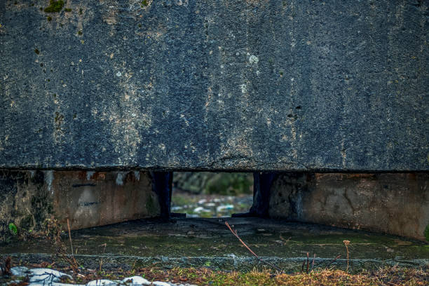 istock fire point of the old concrete shelter during the Second World War. second front 1126385340