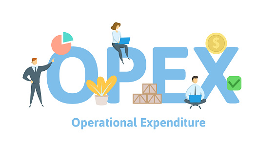 OPEX, Operational Expenditure. Concept with keywords, letters and icons. Flat vector illustration. Isolated on white background.
