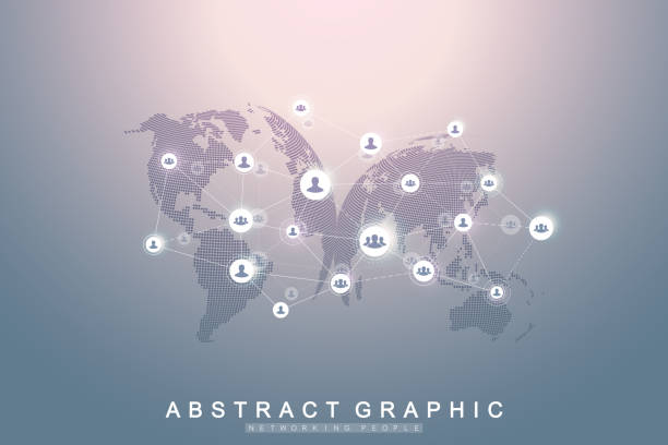 istock Social media network and marketing concept on World Map background. Global business concept and internet technology, Analytical networks. Vector illustration 1126387298